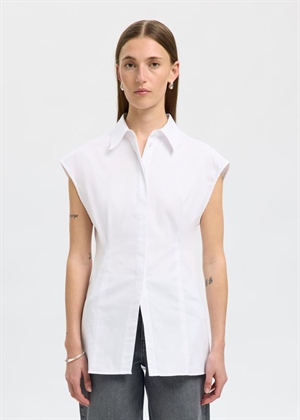 Fina slim ss skjorte Bright White Selected Femme
